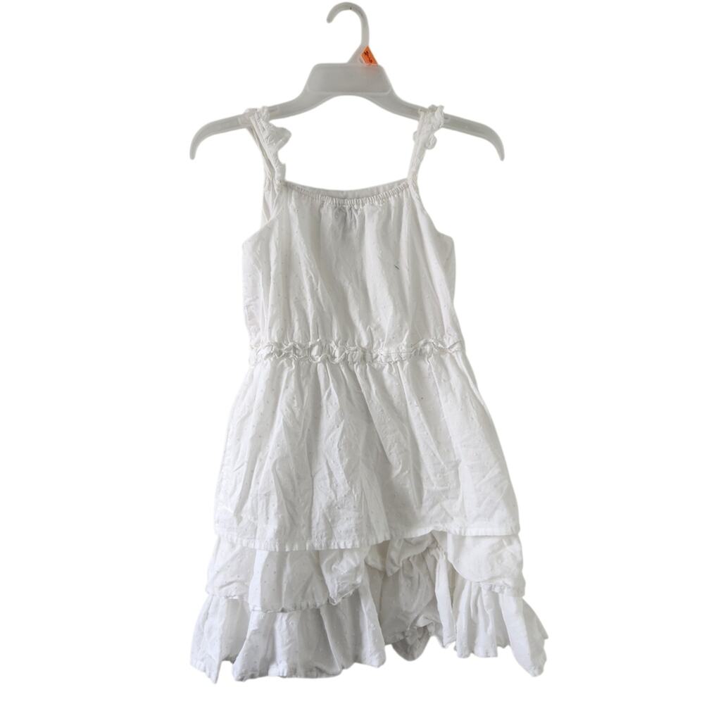 American Living White Ruffled Kids Dress Size 10 Sleeveless Summer Dress COTTON